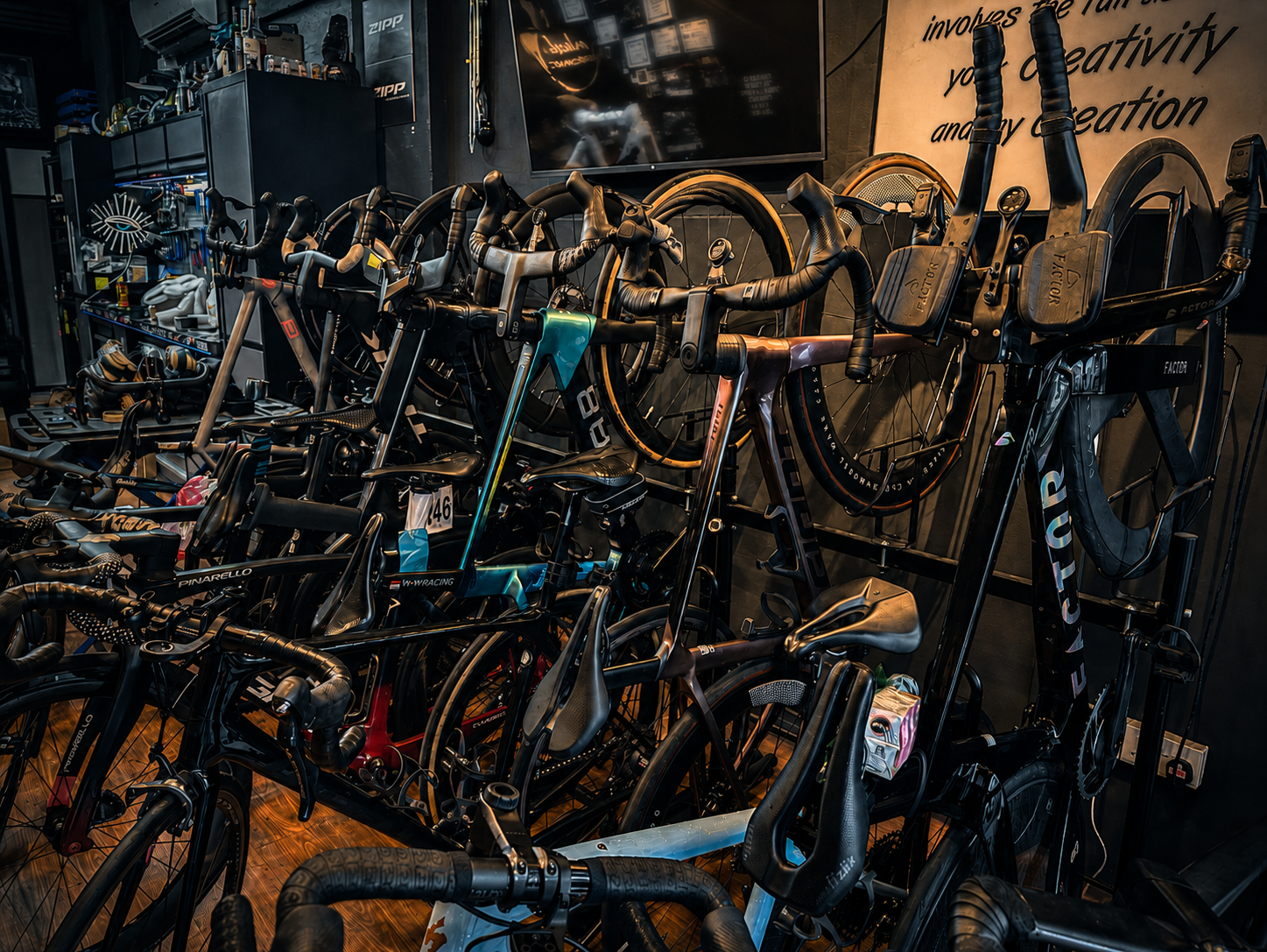 Bicycle wheel and workshop detail
